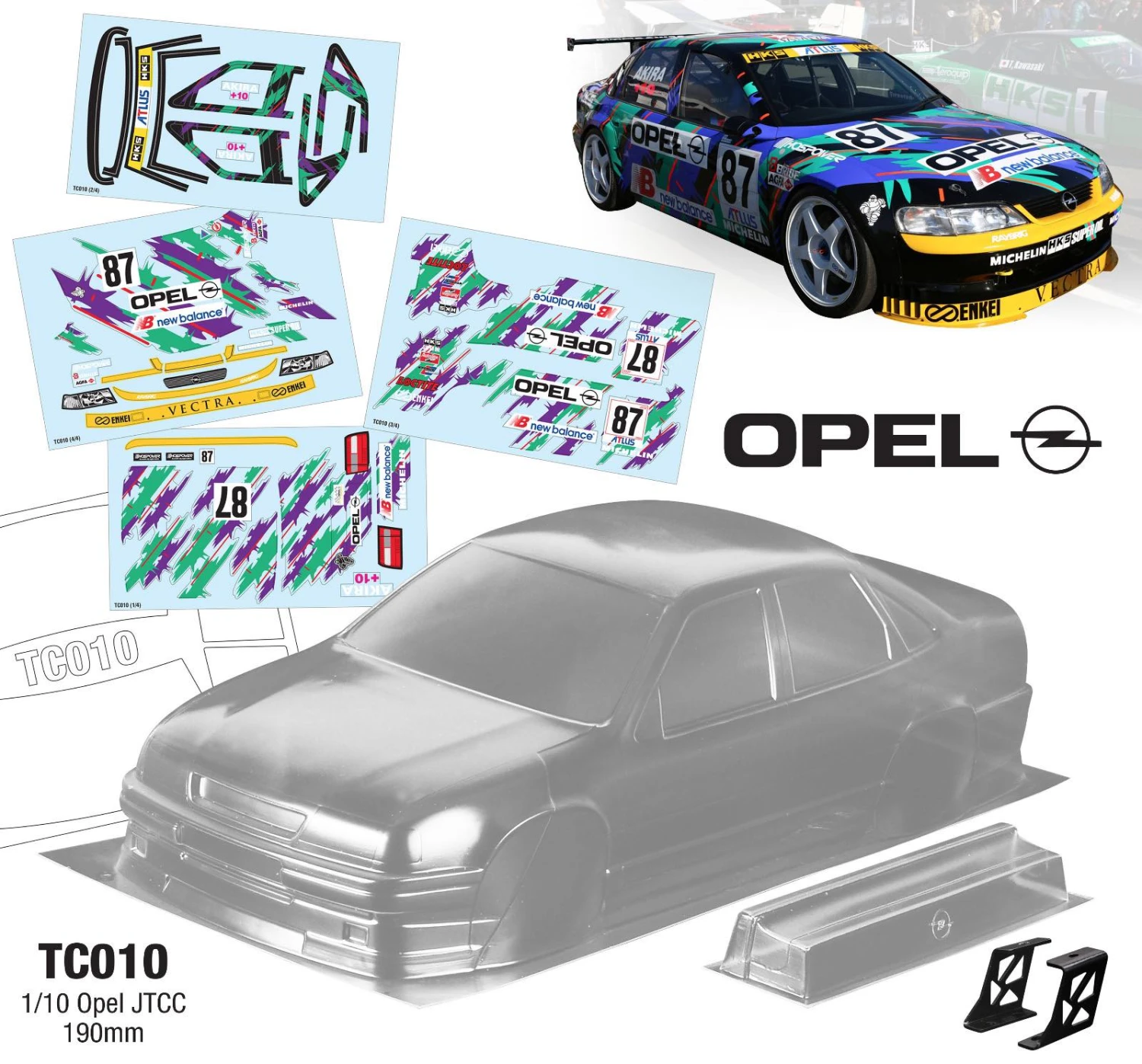 TC010 1/10 Opel Vectra GT JTCC BTCC, 184mm Tamiya TT01 TT02 1 TC010 1/10 Opel Vectra GT JTCC BTCC, 184mm Tamiya TT01 TT02