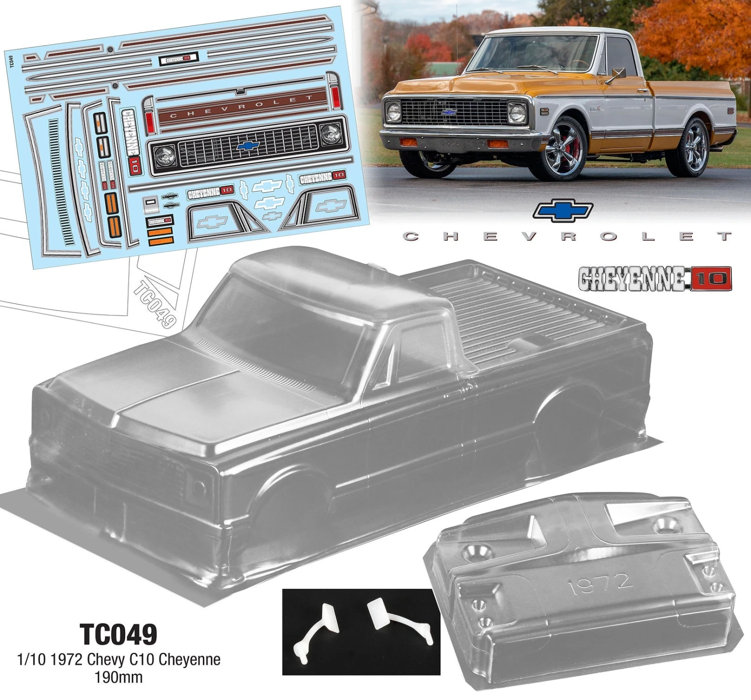 TC049 1972 Chevy Cheyenne, 258/190mm Tamiya TT01 TT02 1 TC049 1972 Chevy Cheyenne, 258/190mm Tamiya TT01 TT02