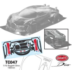 TC047 1/10 Bugatt Divo, 190mm Tamiya TT01 TT02 MST HPI Kyosho