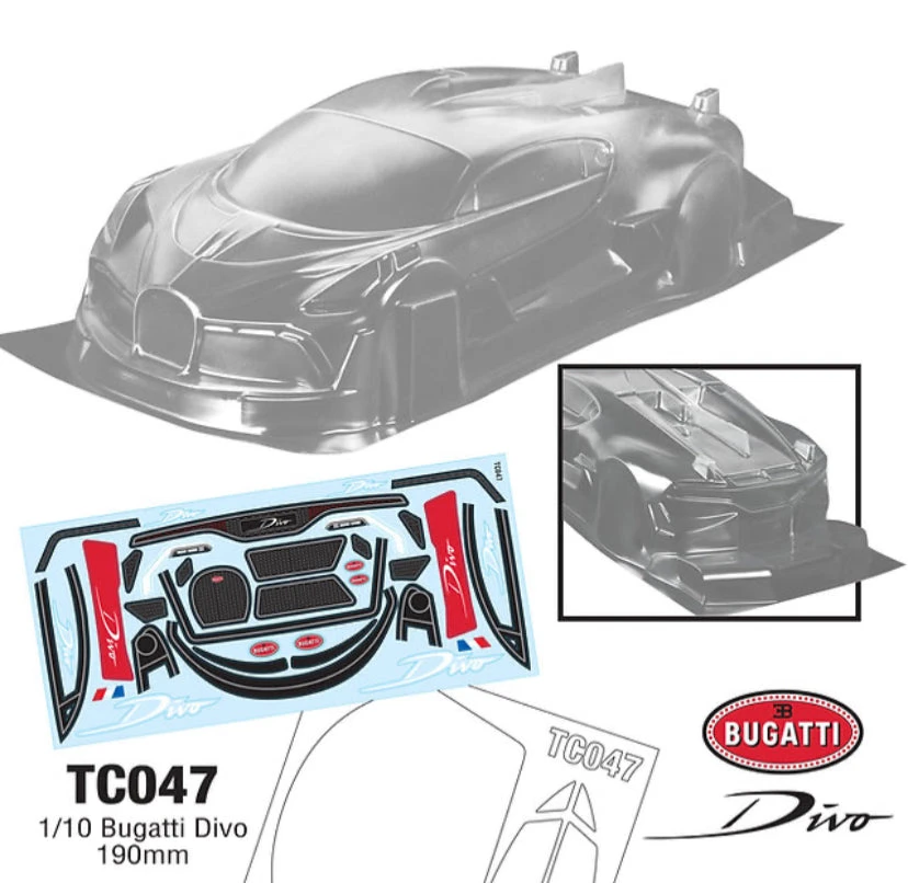 TC047 1/10 Bugatt Divo, 190mm Tamiya TT01 TT02 MST HPI Kyosho 1 TC047 1/10 Bugatt Divo, 190mm Tamiya TT01 TT02 MST HPI Kyosho
