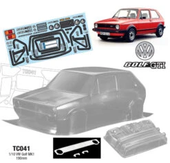 TC041 VW Golf MK1 GTI Lexan 1mm, 257mm X190mm Tamiya TT01 TT02